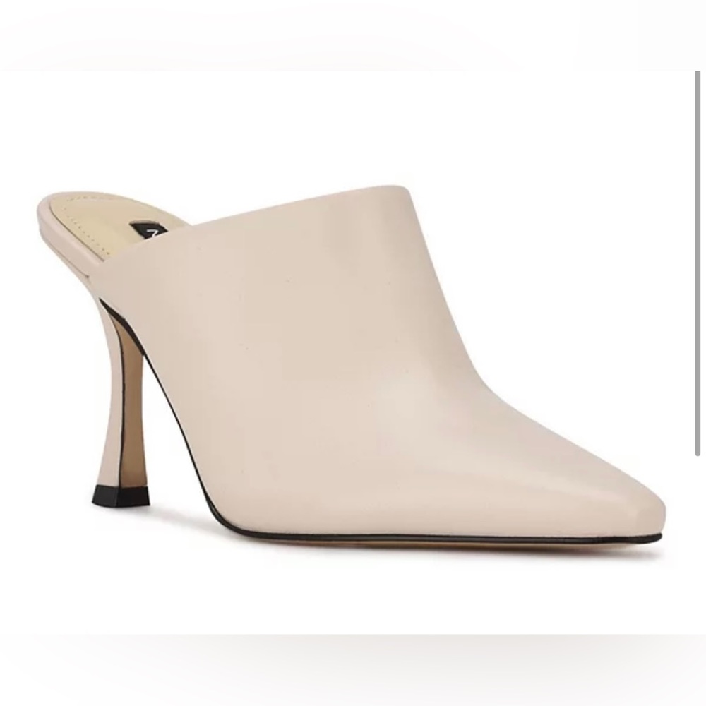 Nine West Ciao Women's High Heel leather mules size 9 Ivory Cream White